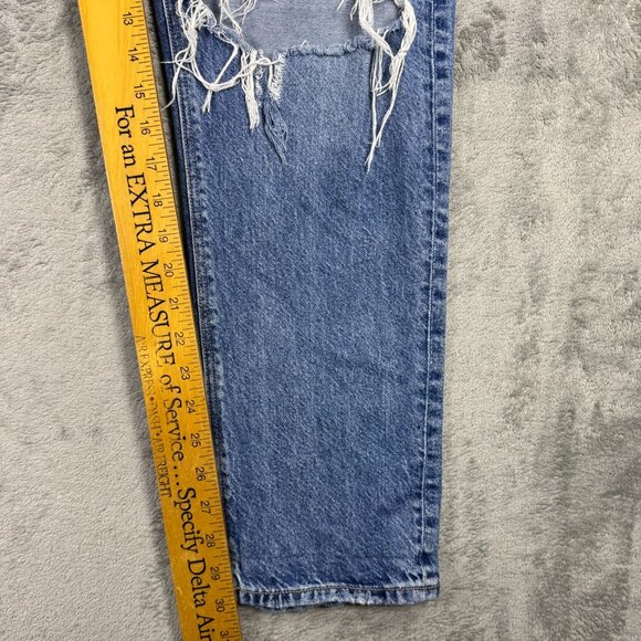 American Eagle 90s Straight Jeans Distressed Patchwork Denim Womens Sz 4 Grunge - Picture 9 of 9